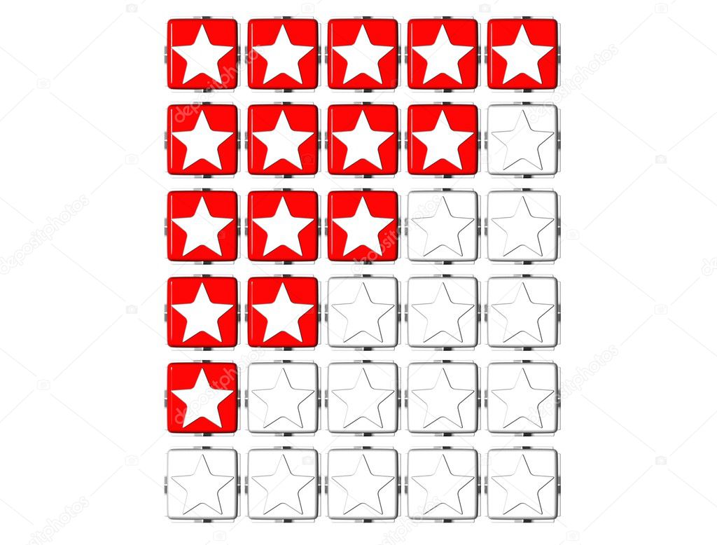 3D Red Stars Rating Button Click Here Block Text
