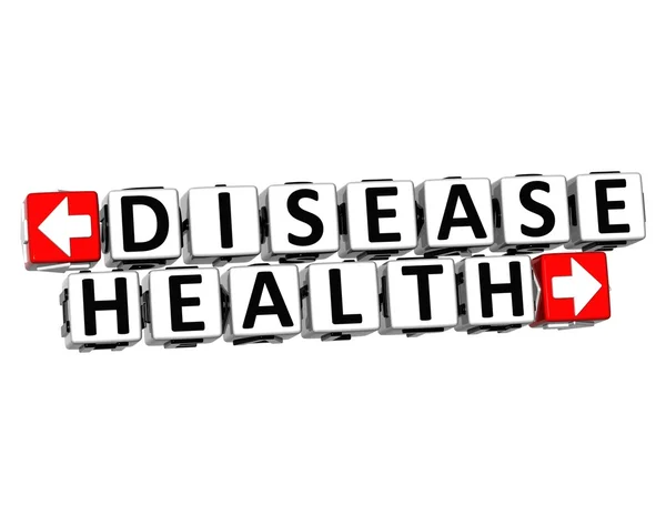 3d 질병 건강 단추 클릭 여기 블록 텍스트 — 스톡 사진