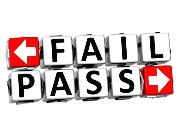 3D Fail Pass Button Click Here Block Text — Stock Photo, Image