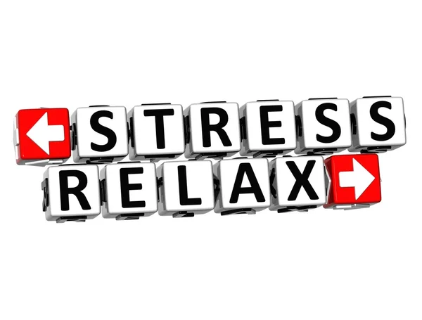 3D-stress ontspannen knop Klik hier blokkeren tekst — Stockfoto