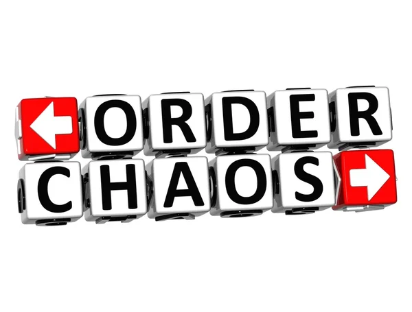 3D Ordnung Chaos-Taste klicken Sie hier Block-Text — Stockfoto