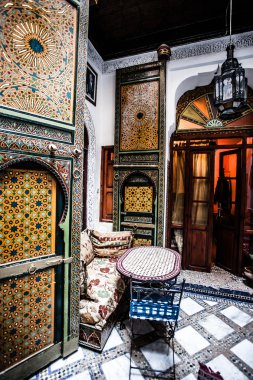 güzel karo mozaik dekorasyon detay, fez, morocco.