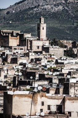olarak görülen Fez genel görünümünden marinid mezarları, morocco