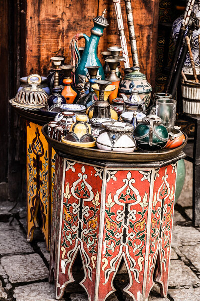 Moroccan souvenir shop in local street