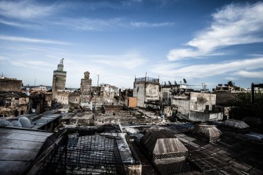 olarak görülen Fez genel görünümünden marinid mezarları, morocco