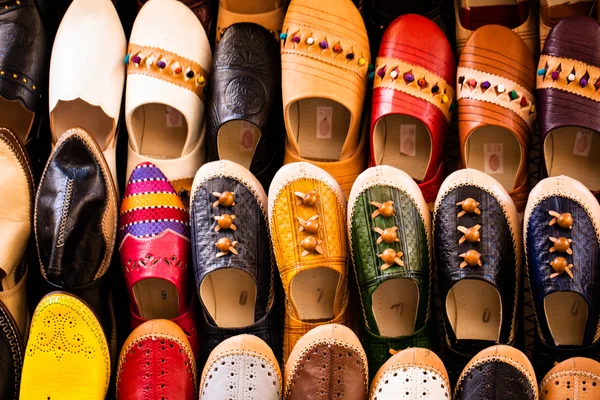 Pantofole marocchine multicolori, Marrakech — Foto Stock
