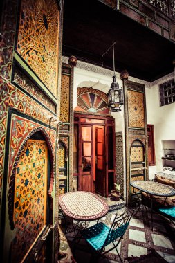 güzel karo mozaik dekorasyon detay, fez, morocco.