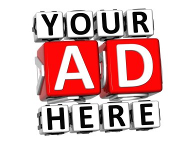 3d reklam burada düğme metin bloğu tıklayınız