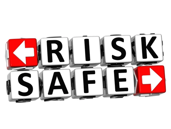 3D Risk Safe Button Click Here Block Text — Stock Photo, Image