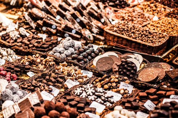 Beroemde zoete suikergoed markt in barcelona, Spanje — Stockfoto