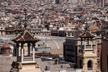 Barselona 'nın panoramik manzarası, İspanya.