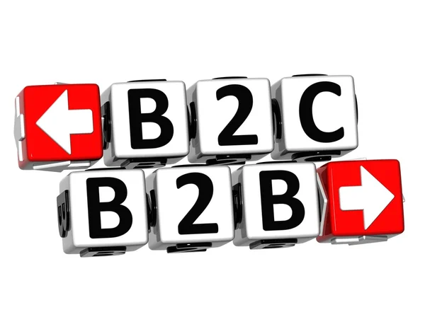 3D B2B B2C Button Click Here Block Text — Stock Photo, Image