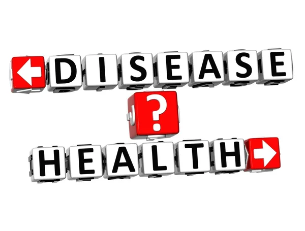 3d 질병 건강 단추 클릭 여기 블록 텍스트 — 스톡 사진