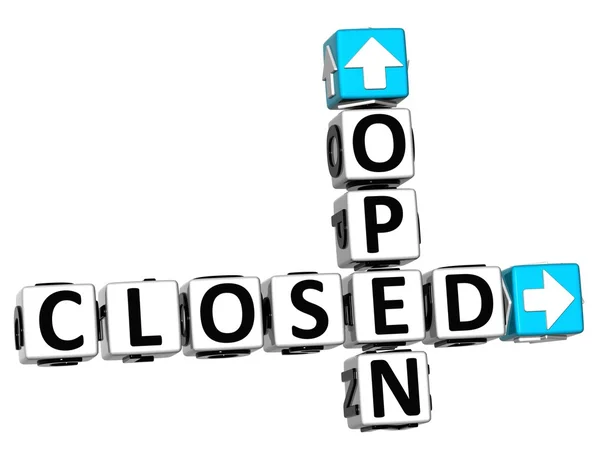 3D Open Closed Crossword — Stock Photo, Image
