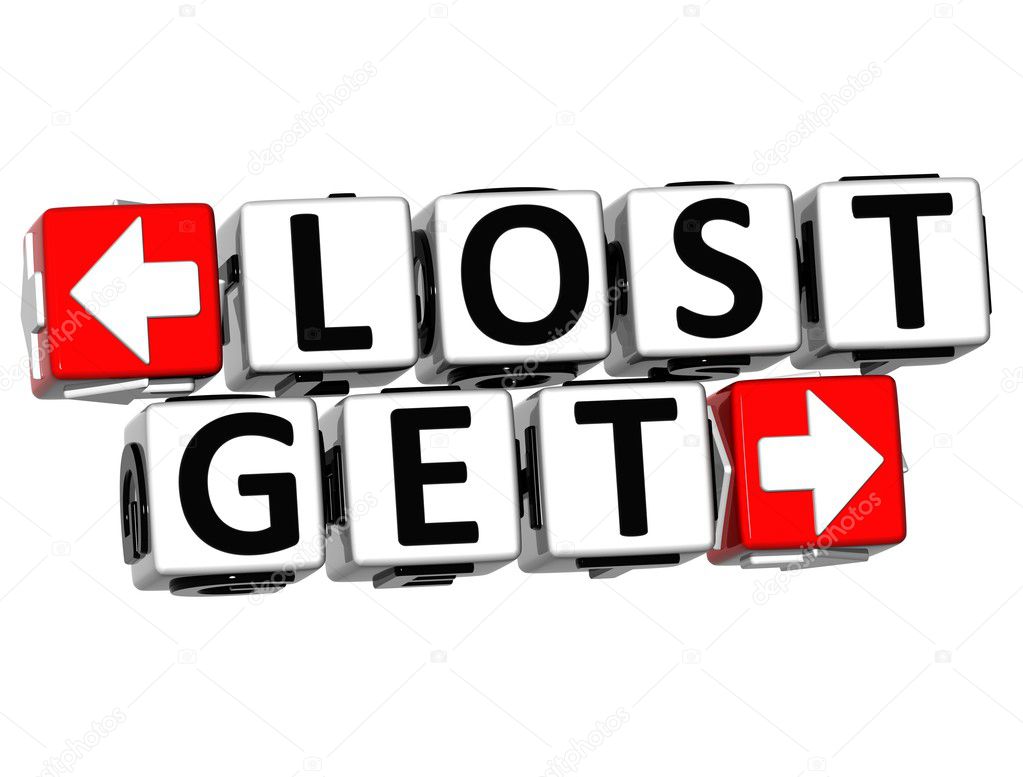 3D Lost Get Button Click Here Block Text