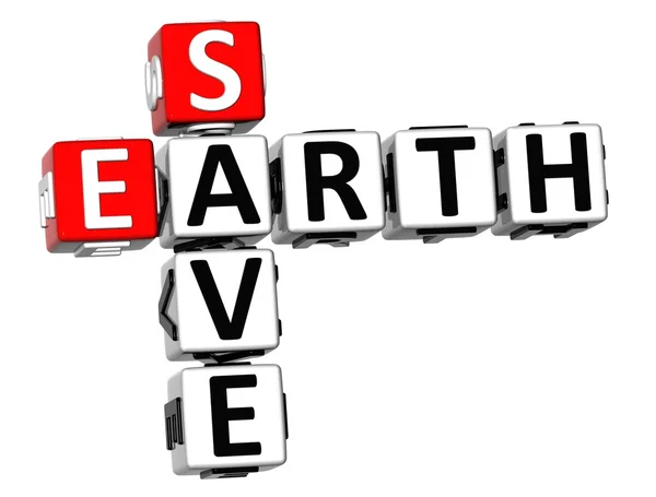 3D Save Earth Crossword — Stock Photo, Image
