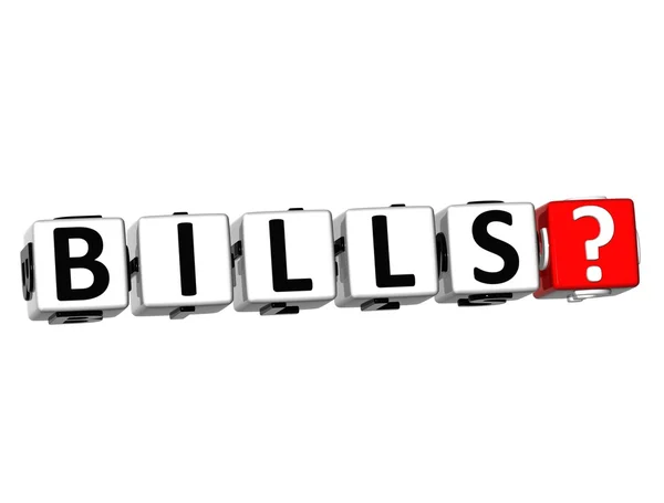3D Bills? Button Click Here Block Text — Stock Photo, Image
