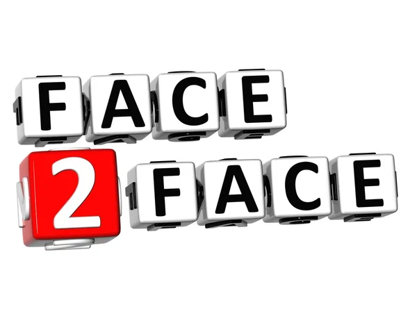 3D Face To Face Button Click Here Block Text — Stock Photo, Image