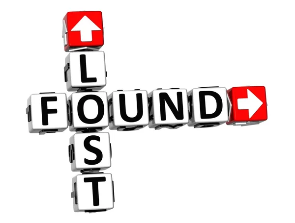 3D Lost Found Crossword — Stock Photo, Image