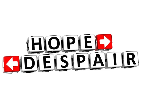 3D Hope Despair Button Click Here Block Text — Stock Photo, Image