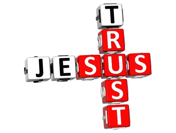 Confiança 3D Palavra cruzada de Jesus — Fotografia de Stock