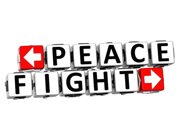 3D Peace Fight Button Click Here Block Text — Stock Photo, Image