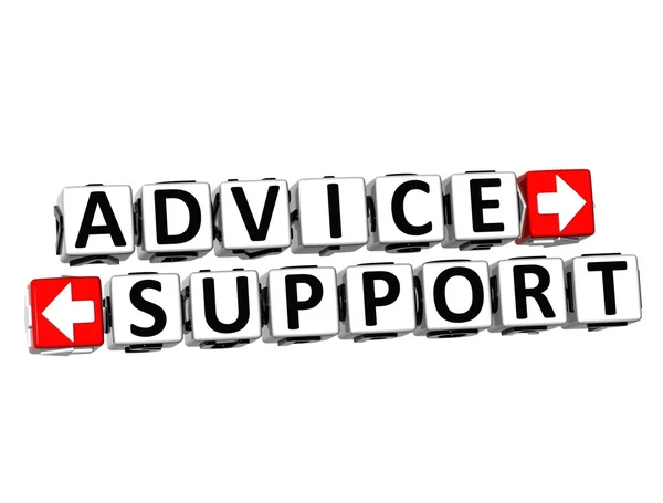 3D Advice Support Button Click Here Block Text — Stock Photo, Image