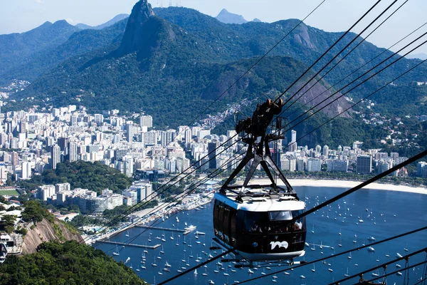 O teleférico para Sugar Loaf no Rio de Janeiro, Brasil . — Fotografia de Stock