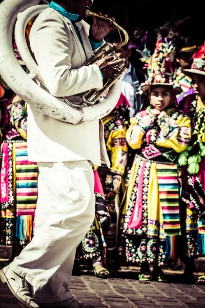 Περού χορευτές στην παρέλαση στο cusco. — Φωτογραφία Αρχείου