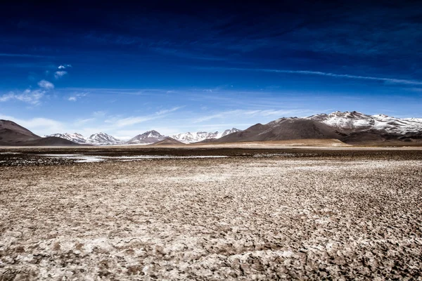 Пустыня и гора над голубым небом и белые облака на Альтиплано, Боливия — стоковое фото