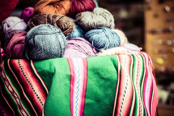 Colorful Fabric at market in Peru, South America — Stock Photo, Image