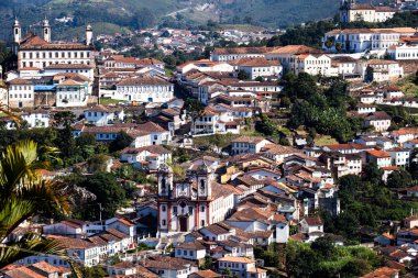 Minas Gerais Brazil 'deki Unesco dünya mirası Ouro Preto' nun manzarası