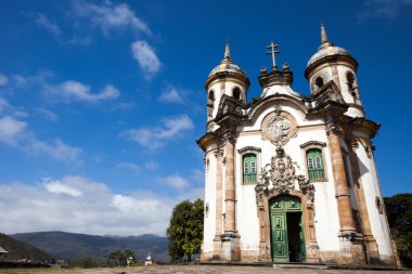 View of the Igreja de Sao Francisco de Assis of the unesco world heritage city of ouro preto in minas gerais brazil clipart