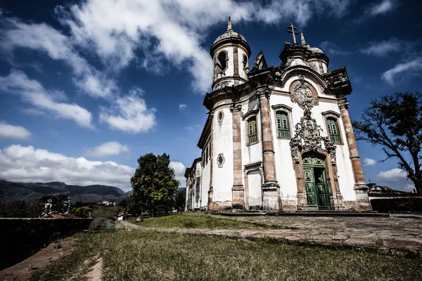 View of the Igreja de Sao Francisco de Assis of the unesco world heritage city of ouro preto in minas gerais brazil — Stock Photo, Image