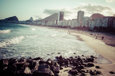 Akşamları Ipanema Sahili manzarası, Brezilya