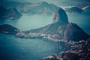 Rio de janeiro, Brezilya. Corcovado görüntülendi suggar somun ve botafogo Plajı