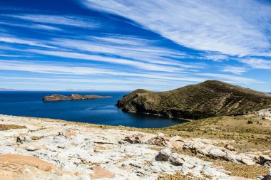Isla del sol titicaca Gölü, Bolivya.