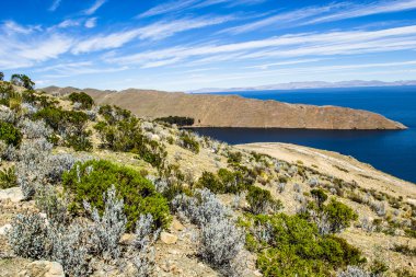 Isla del sol titicaca Gölü, Bolivya.
