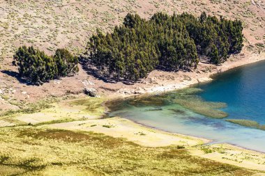 Isla del sol titicaca Gölü, Bolivya.