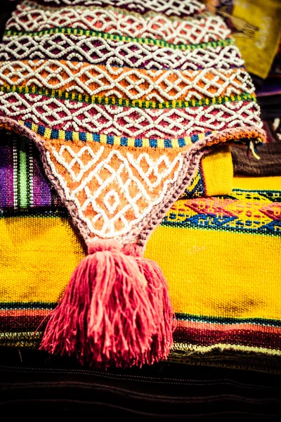 Colorful Fabric at market in Peru, South America — Stock Photo, Image