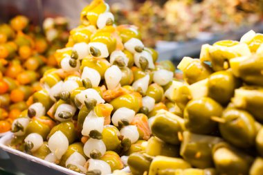 tipik İspanyol Gıda pazarı.