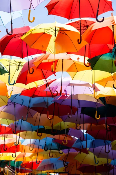 Background colorful umbrella street decoration. — Stock Photo, Image