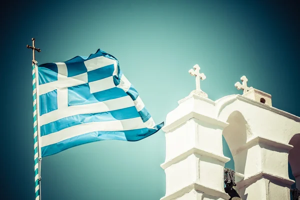 Drapeau grec dans le ciel de Blu — Photo