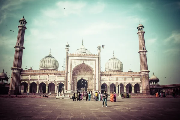Slavná mešita Jamy Masjida ve starém Dillí, Indie. — Stock fotografie