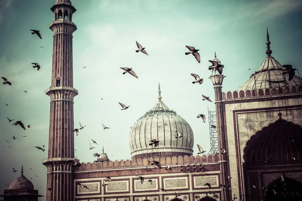 Berömda Jama Masjid moskén i gamla Delhi, Indien. — Stockfoto