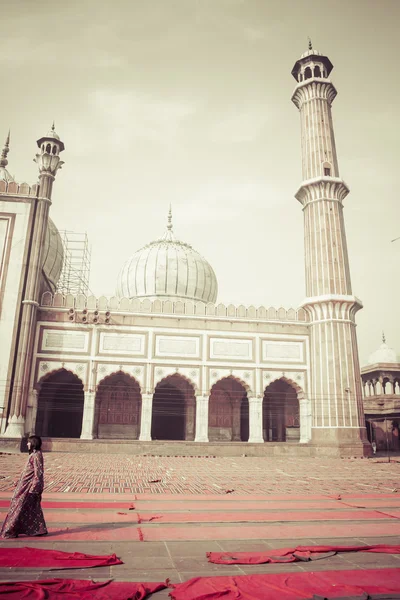 Berühmte Jama Masjid Moschee im alten Delhi, Indien. — Stockfoto