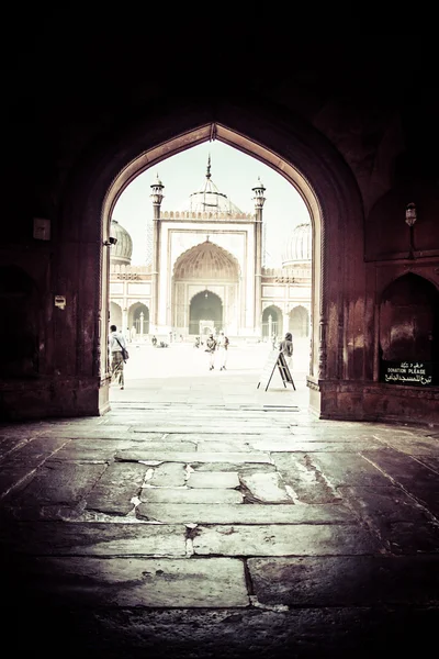 Beroemde Jama Masjid moskee in het oude Delhi, India. — Stockfoto