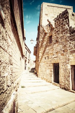 성 라바트 (빅토리아) 요새 (gozo, 몰타 섬에 있는 고 대 계단)