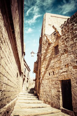 성 라바트 (빅토리아) 요새 (gozo, 몰타 섬에 있는 고 대 계단)