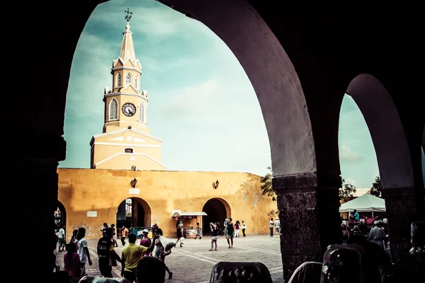 Square of carriages, downtown of Cartagena de Indias (Colombia) — Stock Photo, Image